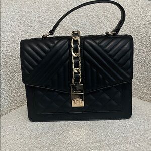 Aldo Black Quilted Bag with Gold Chain Accent